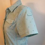 REI Women's Stretch Hiking Shirt Size XS Zip Pockets Green Tree Print Photo 3