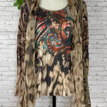 Vintage Y2K Boho Paisley Crochet Tie Dye Vest and Sweater Combo Brown Size M Photo 0