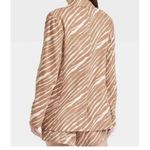 A New Day Womens Blazer Linen Blend One Button Zebra Stripe Brown Ivory XS Photo 1