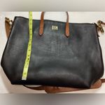 Madewell Black Leather Tote Bag with Brown Straps Photo 8