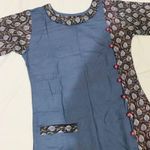 NWT Pigeon Blue and Brown Peacock Pom Pom Tunic Maxi Dress Indian Pakistani Photo 1