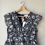Cleobella NEW  Dress Cherie Navy Floral Ruffled V-Neck Midi Dress Size‎ Large Photo 3
