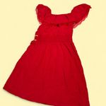 Flying Tomato Women’s Off the Shoulder Dress Red Floral Lace size Large Boho Photo 2