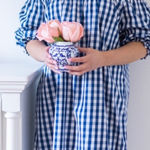 Lake Pajamas Veranda Dress Womens XL Blue White Gingham Coastal Peasant Preppy Photo 0