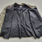 Chico's Womens Blazer Size 1 US Size8 Gold Metallic Silk Animal Print Open Front Photo 8