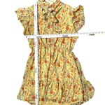 Hayden Los Angeles Womens Yellow Floral Tie-Collar High Neck Ruffle Dress Medium Photo 4