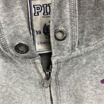 Victoria's Secret  Velour Full-Zip Hoodie Jacket Gray Small SM Pink Dog glitter Photo 4