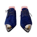 Miu Miu BLUE SUEDE LOAFER WITH SILVER METAL TIPPED TOE (36) Photo 0