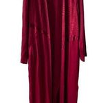 Vintage long open front maxi robe duster cardigan snakeskin satin insets size L Red Size L Photo 0