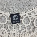 Bobeau  Womens Crochet Top S Cream Floral Open Knit Round‎ Neck Cropped Boho Photo 10