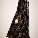 Free People Hazel Duster Velvet Coat Floral Print Black Gold Brown Lined L, H Photo 2