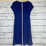 Donna Ricco  Silk Midi Dress Dots Navy Blue Cap‎ Sleeves V-Neck Back Zip [Size 8] Photo 1