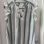 Allie Rose NWT Women’s Ruffle Sleeve Black and White Tank Size Large Photo 0