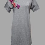 potter's pot gray floral applique t-shirt dress size small Photo 0