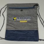 Gray Grey Marled TFCU Teachers Federal Credit Union Bank Drawstring Backpack School Bag Pouch Sack 🏦 Photo 0