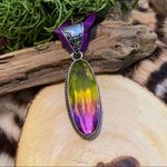 Handmade Bi-Color Tourmaline Green Purple Sterling Silver Pendant Photo 4