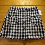 ZARA NWT black and white and blue tweed buttoned skirt large Photo 0
