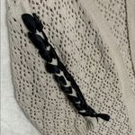 POL Cardigan Open Front Knit Cream with Black Ribbon Detail Sleeves Size Small Photo 1