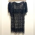 Stone Cold Fox  Iowa Lace Fringe Mini Dress Off Shoulder Black Photo 7