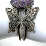 Filagree butterfly open cuff purple flower bracelet Photo 8