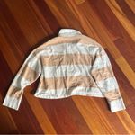 Aerie  White and Tan Striped Long Sleeve Tee cropped Photo 1