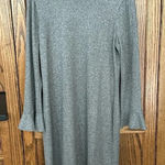 White House | Black Market WHBM Silver Grey metallic Long Bell Sleeve‎ Sweater Dress Size Large Super soft Photo 0