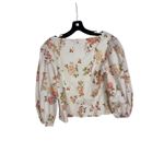 AQUA Floral Print Puff Sleeve Sweetheart Neckline Blouse Top Medium Photo 5