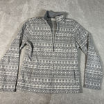 womens ll bean fleece full zip Jacket gray aztec Women's Medium Photo 0