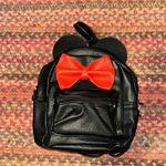MOUSE EAR W BOW VEGAN LEATHER BACKPACK MICKEY MINNIE Black Photo 0