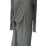 Vince  Striped Side Tie T-Shirt Long Sleeve Midi Dress Black & Cream Size SMALL Photo 4