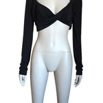 Free People  Intimately Black Long Sleeve Crop Top Photo 0