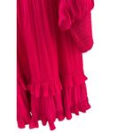 Evereve ‎ Hailey Mini Dress Fucshia Pink Barbiecore Long Sleeve Tiered Satin S Photo 1