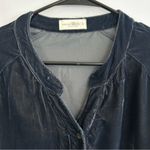 Natural Life Laid Back Deep Slate Blue Velvet Button Down Top/Blouse Size Large Photo 3