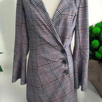 Parker  Plaid Side Button Blazer Dress Size 8 Photo 0