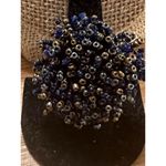 Seed Bead Large Cocktail Stretch ring Blue Copper FUN Photo 1