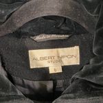 Vtg Albert Nipon Women Black Wool Button Up Maxi Velvet Lined Hood Pea Coat Sz 6 Photo 3