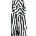 Olivaceous Blue & White Striped Low Back Sleeveless Pants Jumper Women Sz L Photo 1