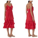 Melissa Obadash Bethan Frill Tiered Midi Dress in Red Size L Photo 10