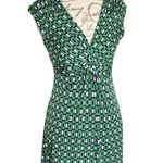 Kiara Womens Dress Size Small Short Sleeve Green Geometric Knot Mini Stretch Photo 6