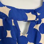 Yoana Baraschi Dress Dotted Women Size 10 Blue Cream Cut-Out Neckline Tie Belt Photo 13