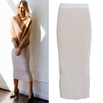 ANINE BING Julian Ribbed Knit Pencil Stretch Fitted Skirt in Ivory Cream Photo 5