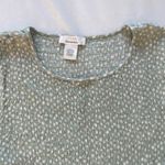 mint pastel light sage green polka dot blouse shirted ruched smocked top Photo 2