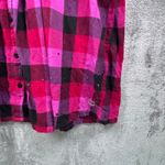 PINK - Victoria's Secret  Shirt Dress Hot Pink Flannel Plaid Tunic XS Rhinestone Photo 4