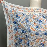 Vintage Scarf Floral Lightweight Square White Blue Orange Retro 90s Italy Women Photo 2