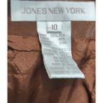 Jones New York  Silk Midi Skirt Brown Side Zip Pockets Size 10 Photo 4