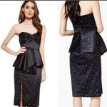 Bardot Polka Dot Printed Midnight Blue Peplum Dress Cocktail Dress Photo 1