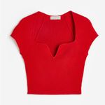 H&M Ribbed Rib Knit Red Crop Top Size Medium Photo 0