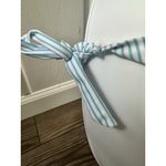 Womens One Shoulder Bikini Swimsuit Turquoise White Stripe Tie Size Large Preppy Photo 4