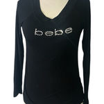 Bebe Black Rhinestone Long Sleeve Tee Photo 0