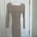 Long sleeve tan sweater dress Photo 1